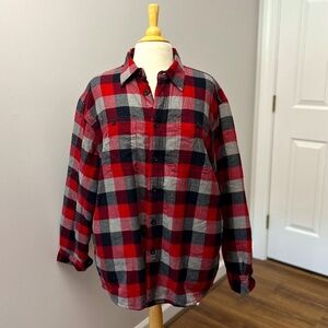 Wrangler Sherpa Fleece Lined Plaid Farm Jacket/ Shacket Button Up Size L
